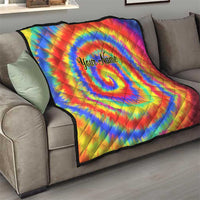 Colorful Tie Dye Spiral Goft Quilt Custom Name in Retro Psychedelic Style Design - Wonder Print Shop