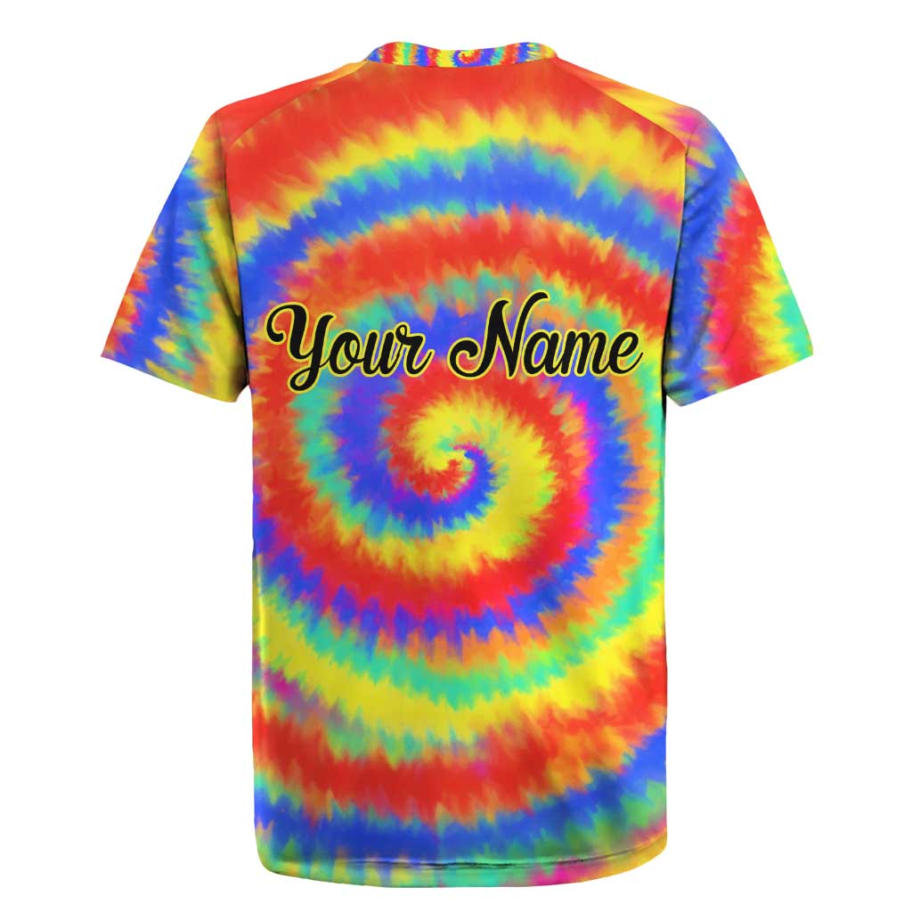Colorful Tie Dye Spiral Goft Rugby Jersey Custom Name in Retro Psychedelic Style Design - Wonder Print Shop