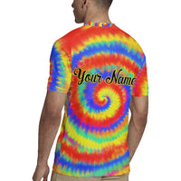 Colorful Tie Dye Spiral Goft Rugby Jersey Custom Name in Retro Psychedelic Style Design - Wonder Print Shop