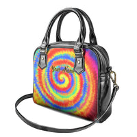 Colorful Tie Dye Spiral Goft Shoulder Handbag Custom Name in Retro Psychedelic Style Design - Wonder Print Shop