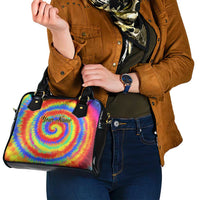 Colorful Tie Dye Spiral Goft Shoulder Handbag Custom Name in Retro Psychedelic Style Design - Wonder Print Shop