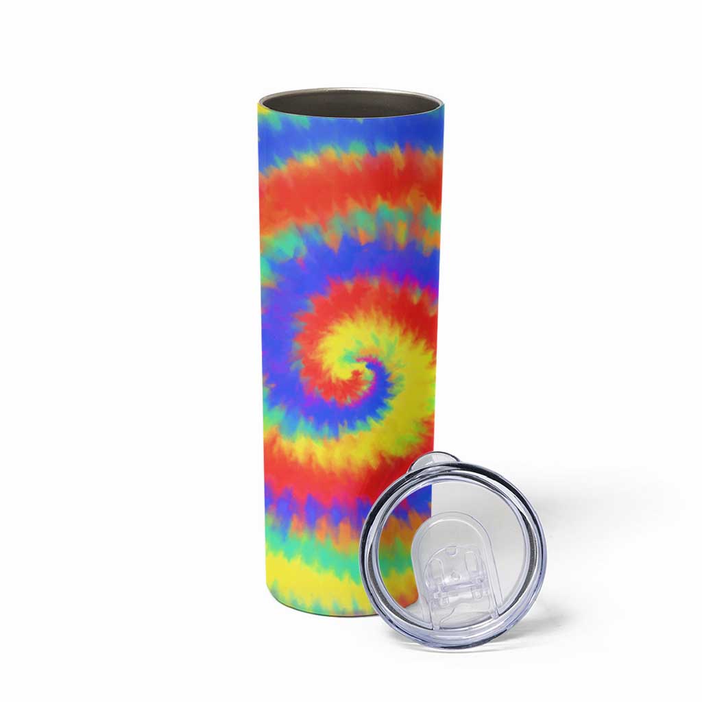 Colorful Tie Dye Spiral Goft Skinny Tumbler Custom Name in Retro Psychedelic Style Design - Wonder Print Shop
