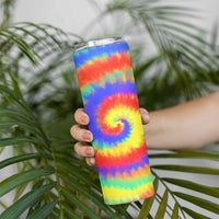 Colorful Tie Dye Spiral Goft Skinny Tumbler Custom Name in Retro Psychedelic Style Design - Wonder Print Shop