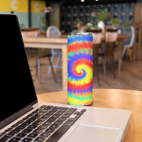Colorful Tie Dye Spiral Goft Skinny Tumbler Custom Name in Retro Psychedelic Style Design - Wonder Print Shop