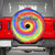 Colorful Tie Dye Spiral Goft Spare Tire Cover Custom Name in Retro Psychedelic Style Design - Wonder Print Shop