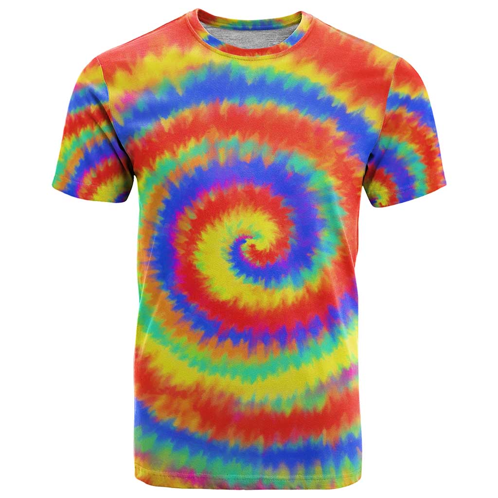 Colorful Tie Dye Spiral Goft T Shirt Custom Name in Retro Psychedelic Style Design - Wonder Print Shop