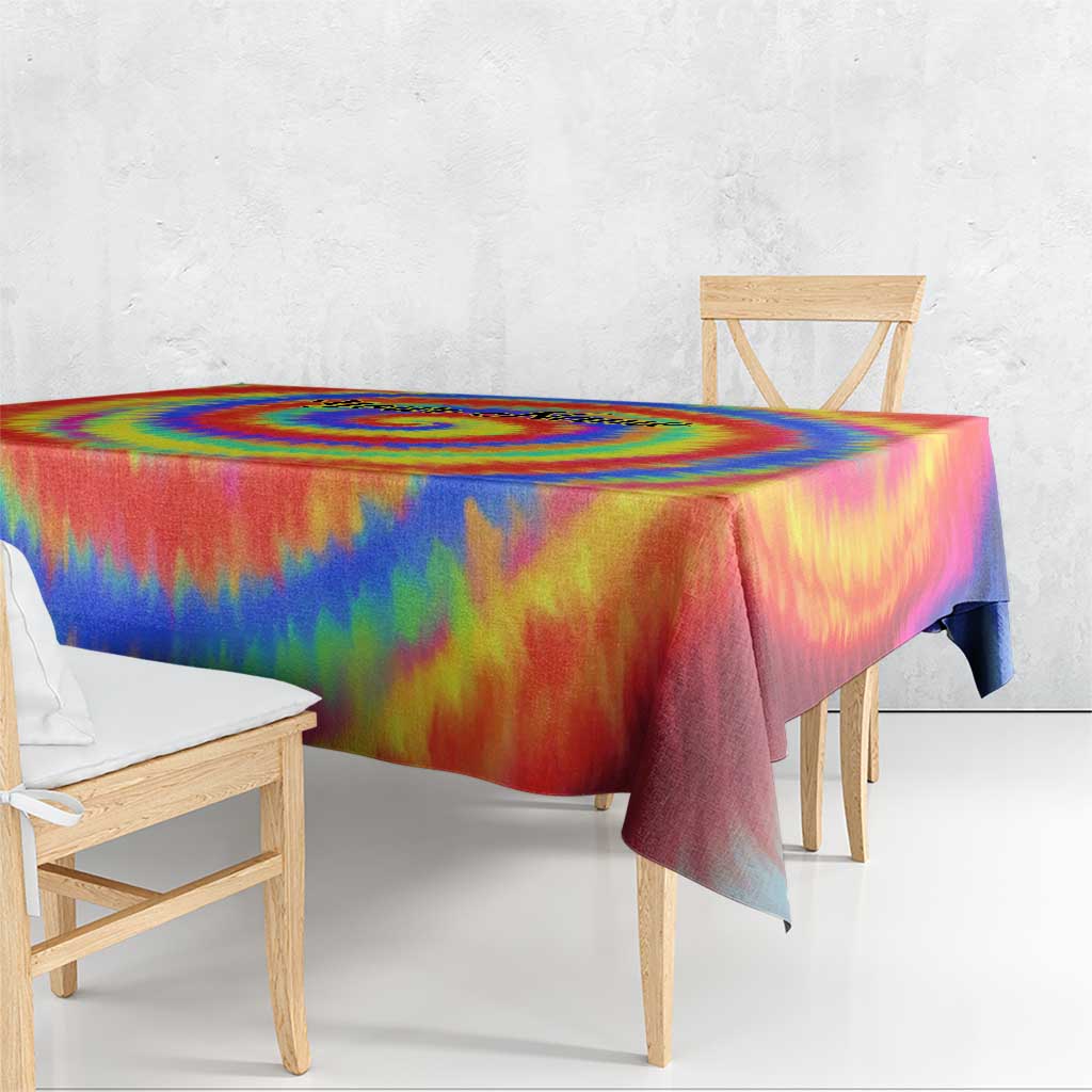 Colorful Tie Dye Spiral Goft Tablecloth Custom Name in Retro Psychedelic Style Design - Wonder Print Shop