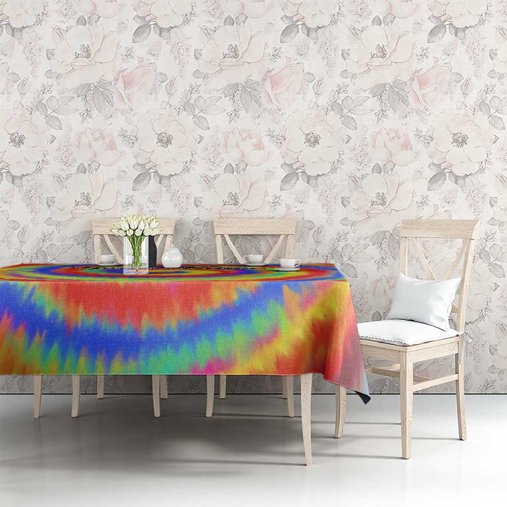 Colorful Tie Dye Spiral Goft Tablecloth Custom Name in Retro Psychedelic Style Design - Wonder Print Shop