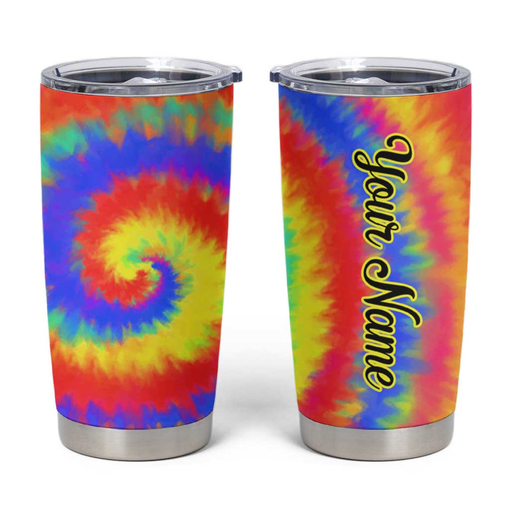 Colorful Tie Dye Spiral Goft Tumbler Cup Custom Name in Retro Psychedelic Style Design - Wonder Print Shop