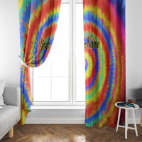 Colorful Tie Dye Spiral Goft Window Curtain Custom Name in Retro Psychedelic Style Design - Wonder Print Shop