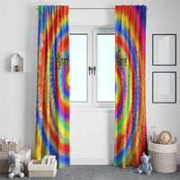 Colorful Tie Dye Spiral Goft Window Curtain Custom Name in Retro Psychedelic Style Design - Wonder Print Shop