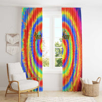 Colorful Tie Dye Spiral Goft Window Curtain Custom Name in Retro Psychedelic Style Design - Wonder Print Shop