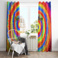 Colorful Tie Dye Spiral Goft Window Curtain Custom Name in Retro Psychedelic Style Design - Wonder Print Shop
