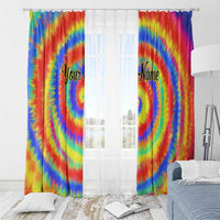 Colorful Tie Dye Spiral Goft Window Curtain Custom Name in Retro Psychedelic Style Design - Wonder Print Shop