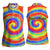 Colorful Tie Dye Spiral Goft Women Sleeveless Polo Shirt Custom Name in Retro Psychedelic Style Design - Wonder Print Shop