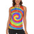 Colorful Tie Dye Spiral Goft Women Sleeveless Polo Shirt Custom Name in Retro Psychedelic Style Design - Wonder Print Shop