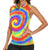 Colorful Tie Dye Spiral Goft Women Sleeveless Polo Shirt Custom Name in Retro Psychedelic Style Design - Wonder Print Shop