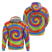 Colorful Tie Dye Spiral Goft Zip Hoodie Custom Name in Retro Psychedelic Style Design - Wonder Print Shop
