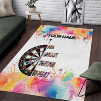 Custom Name Darts Area Rug Funny Dartboards Colorful Paint Aim Shoot Swear Repeat - Wonder Print Shop