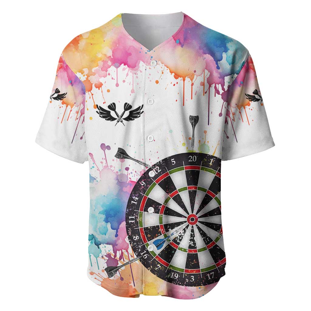 Custom Name Darts Baseball Jersey Funny Dartboards Colorful Paint Aim Shoot Swear Repeat - Wonder Print Shop