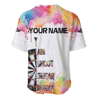 Custom Name Darts Baseball Jersey Funny Dartboards Colorful Paint Aim Shoot Swear Repeat - Wonder Print Shop
