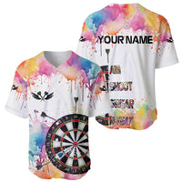 Custom Name Darts Baseball Jersey Funny Dartboards Colorful Paint Aim Shoot Swear Repeat - Wonder Print Shop