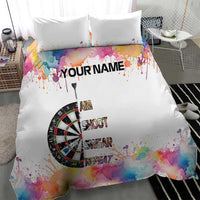 Custom Name Darts Bedding Set Funny Dartboards Colorful Paint Aim Shoot Swear Repeat - Wonder Print Shop