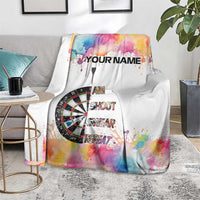Custom Name Darts Blanket Funny Dartboards Colorful Paint Aim Shoot Swear Repeat - Wonder Print Shop