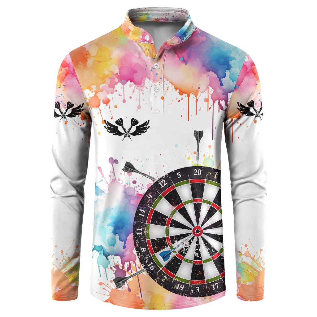 Custom Name Darts Button Sweatshirt Funny Dartboards Colorful Paint Aim Shoot Swear Repeat - Wonder Print Shop