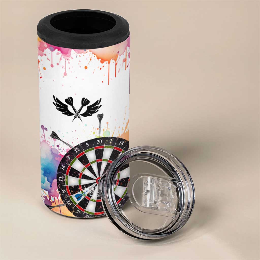 Custom Name Darts 4 in 1 Can Cooler Tumbler Funny Dartboards Colorful Paint Aim Shoot Swear Repeat - Wonder Print Shop