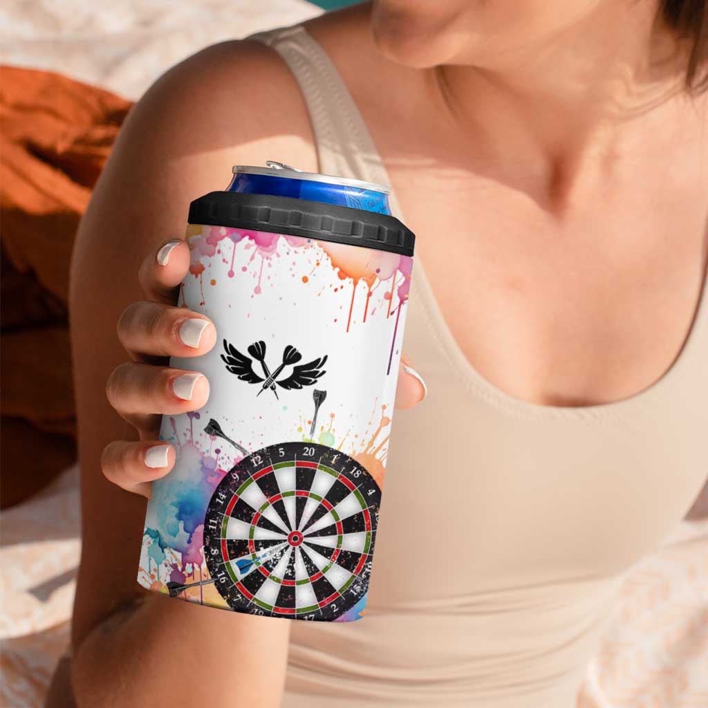 Custom Name Darts 4 in 1 Can Cooler Tumbler Funny Dartboards Colorful Paint Aim Shoot Swear Repeat - Wonder Print Shop