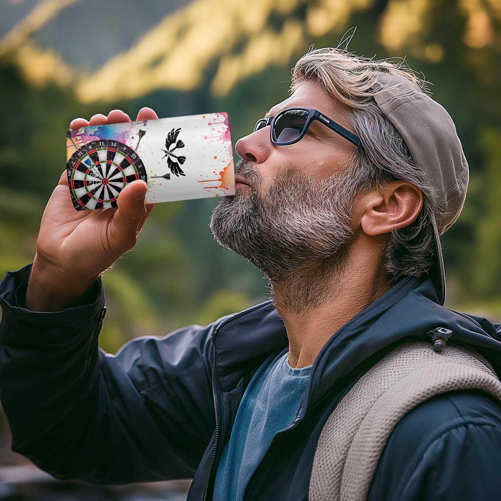 Custom Name Darts 4 in 1 Can Cooler Tumbler Funny Dartboards Colorful Paint Aim Shoot Swear Repeat - Wonder Print Shop