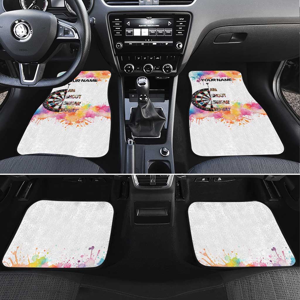 Custom Name Darts Car Mats Funny Dartboards Colorful Paint Aim Shoot Swear Repeat - Wonder Print Shop