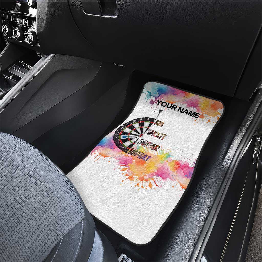 Custom Name Darts Car Mats Funny Dartboards Colorful Paint Aim Shoot Swear Repeat - Wonder Print Shop