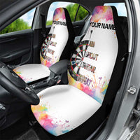 Custom Name Darts Car Seat Cover Funny Dartboards Colorful Paint Aim Shoot Swear Repeat - Wonder Print Shop