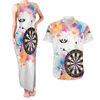 Custom Name Darts Couples Matching Tank Maxi Dress and Hawaiian Shirt Funny Dartboards Colorful Paint Aim Shoot Swear Repeat - Wonder Print Shop