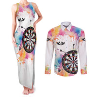 Custom Name Darts Couples Matching Tank Maxi Dress and Long Sleeve Button Shirt Funny Dartboards Colorful Paint Aim Shoot Swear Repeat - Wonder Print Shop