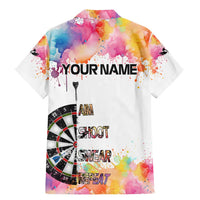 Custom Name Darts Family Matching Mermaid Dress and Hawaiian Shirt Funny Dartboards Colorful Paint Aim Shoot Swear Repeat - Wonder Print Shop