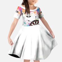 Custom Name Darts Family Matching Off The Shoulder Long Sleeve Dress and Hawaiian Shirt Funny Dartboards Colorful Paint Aim Shoot Swear Repeat - Wonder Print Shop