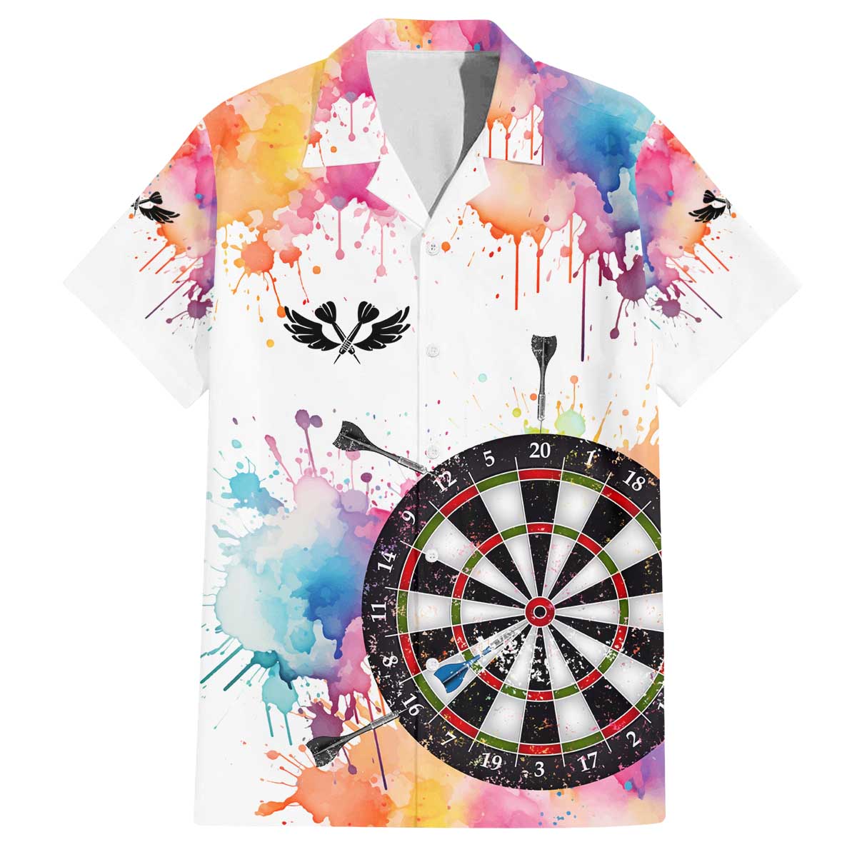 Custom Name Darts Family Matching Off The Shoulder Long Sleeve Dress and Hawaiian Shirt Funny Dartboards Colorful Paint Aim Shoot Swear Repeat - Wonder Print Shop