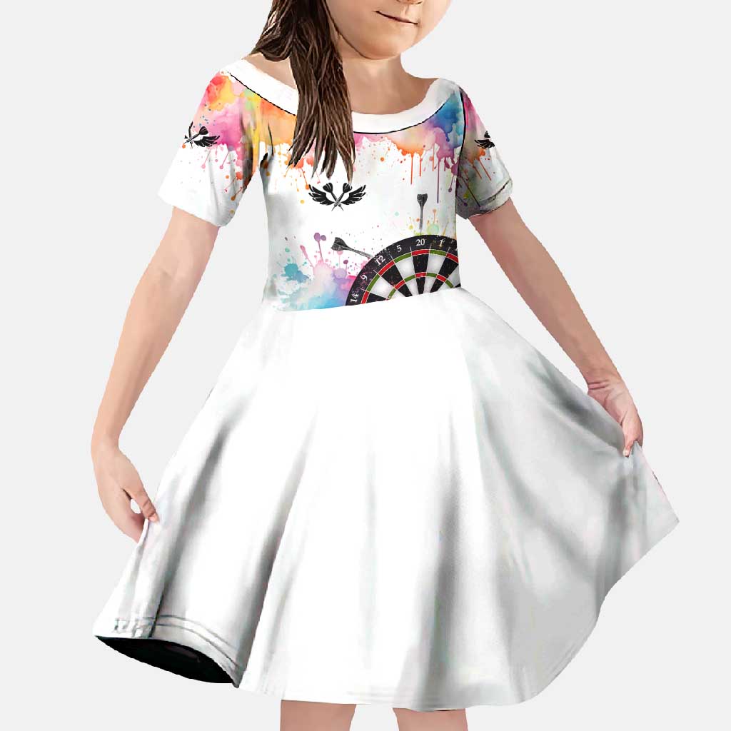 Custom Name Darts Family Matching Off Shoulder Maxi Dress and Hawaiian Shirt Funny Dartboards Colorful Paint Aim Shoot Swear Repeat - Wonder Print Shop