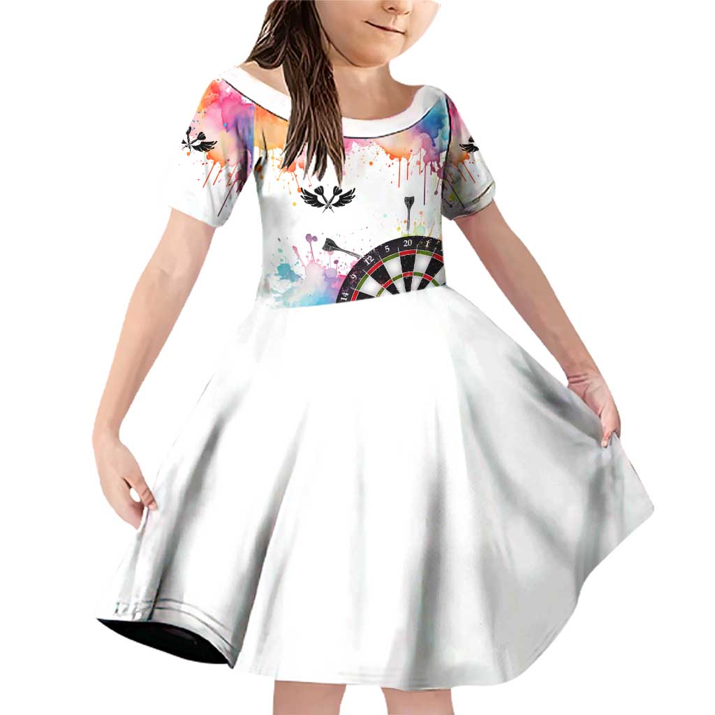 Custom Name Darts Family Matching Off Shoulder Short Dress and Hawaiian Shirt Funny Dartboards Colorful Paint Aim Shoot Swear Repeat - Wonder Print Shop