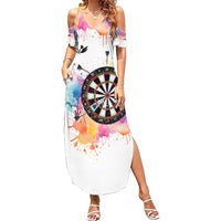 Custom Name Darts Family Matching Summer Maxi Dress and Hawaiian Shirt Funny Dartboards Colorful Paint Aim Shoot Swear Repeat - Wonder Print Shop