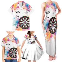 Custom Name Darts Family Matching Tank Maxi Dress and Hawaiian Shirt Funny Dartboards Colorful Paint Aim Shoot Swear Repeat - Wonder Print Shop