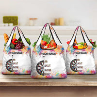 Custom Name Darts Grocery Bag Funny Dartboards Colorful Paint Aim Shoot Swear Repeat - Wonder Print Shop