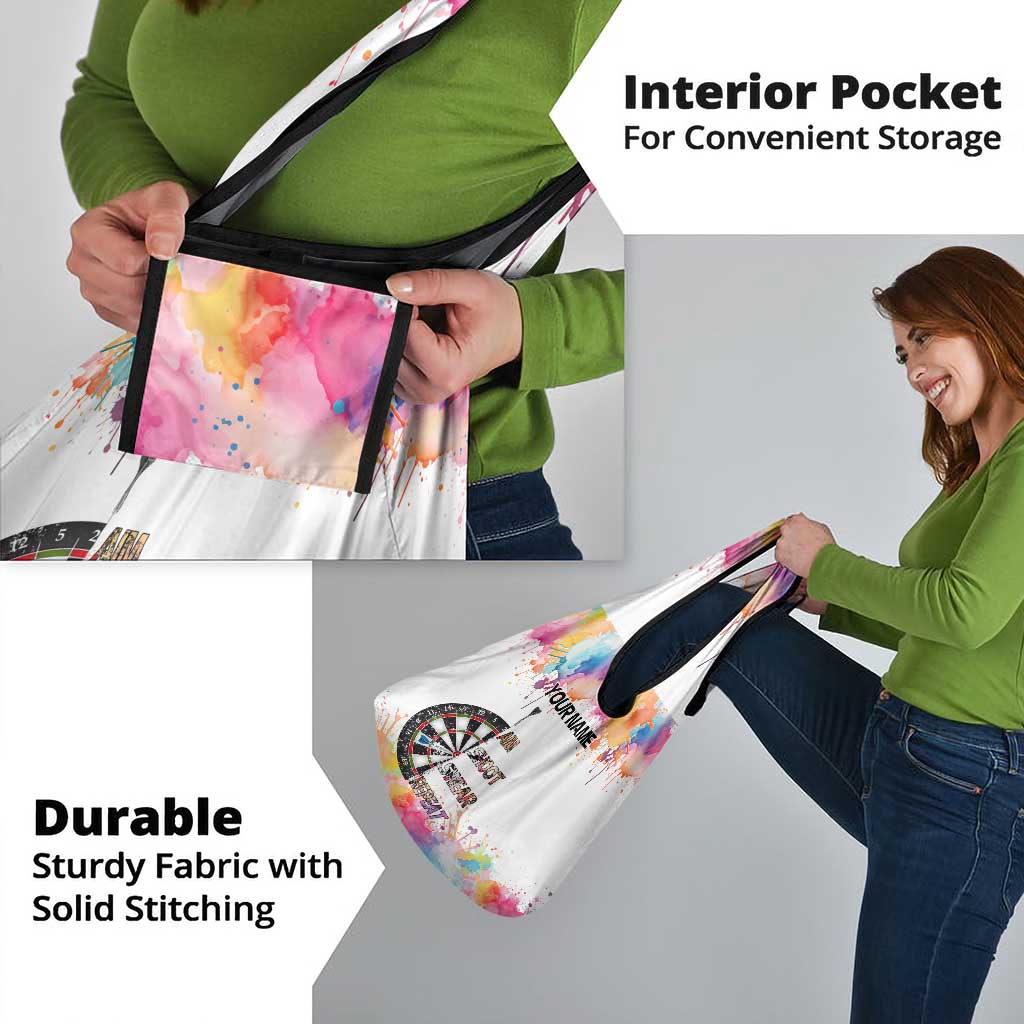 Custom Name Darts Grocery Bag Funny Dartboards Colorful Paint Aim Shoot Swear Repeat - Wonder Print Shop