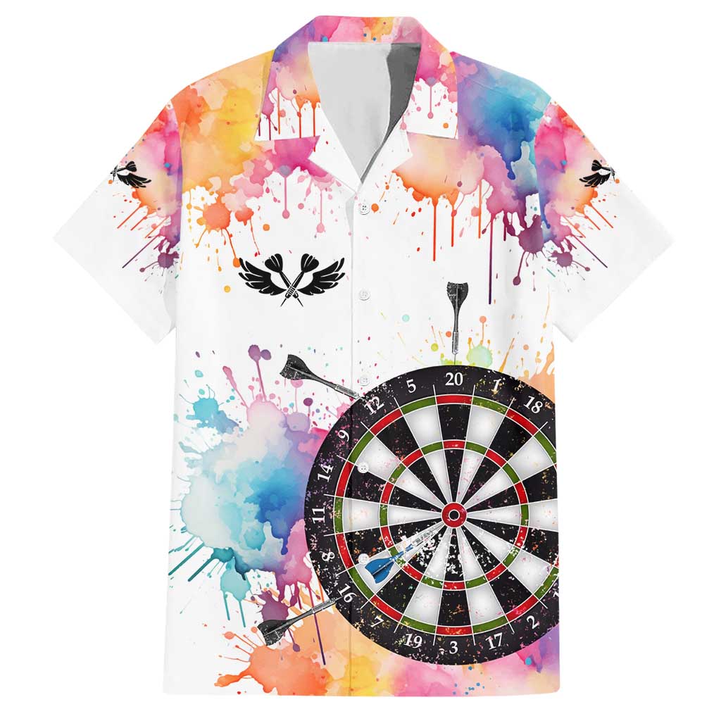 Custom Name Darts Hawaiian Shirt Funny Dartboards Colorful Paint Aim Shoot Swear Repeat - Wonder Print Shop