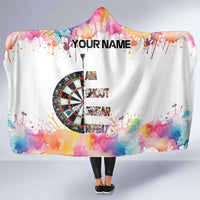 Custom Name Darts Hooded Blanket Funny Dartboards Colorful Paint Aim Shoot Swear Repeat - Wonder Print Shop