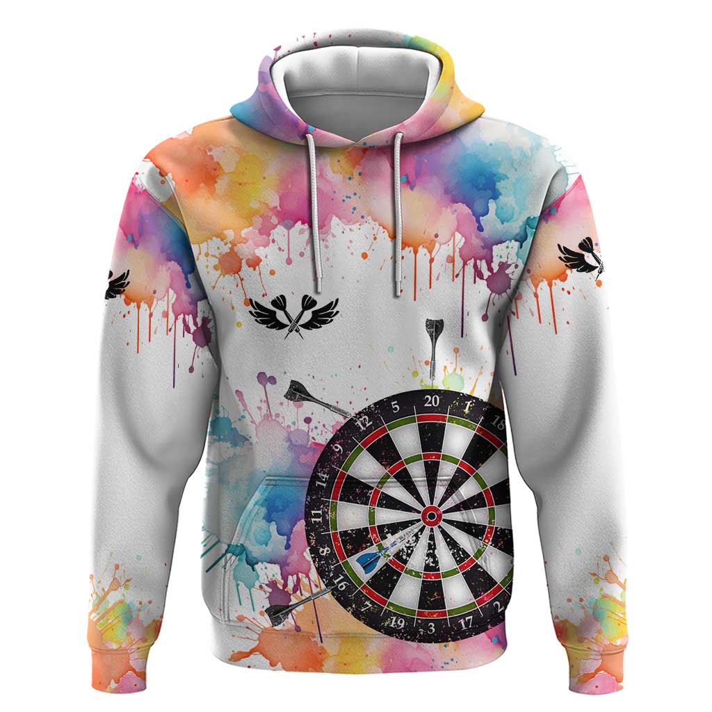 Custom Name Darts Hoodie Funny Dartboards Colorful Paint Aim Shoot Swear Repeat - Wonder Print Shop