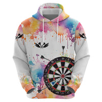 Custom Name Darts Hoodie Funny Dartboards Colorful Paint Aim Shoot Swear Repeat - Wonder Print Shop